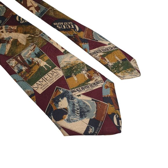 Jos A Bank Vintage Premier Collection Courses Country Club Silk Tie Dad Gift - Picture 3 of 6
